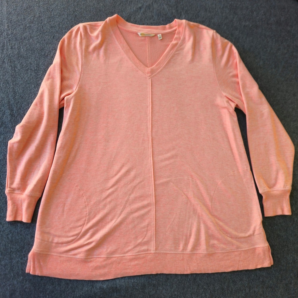 Soft Surroundings Siesta Soft‎ Tunic Womens XL Coral V-Neck Pockets